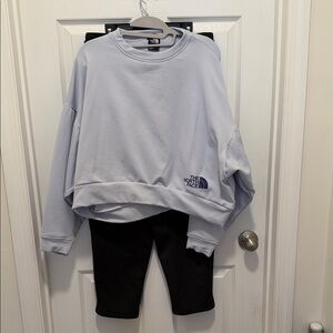 The North Face Light Purple Sweatshirt and Black Joggers Set